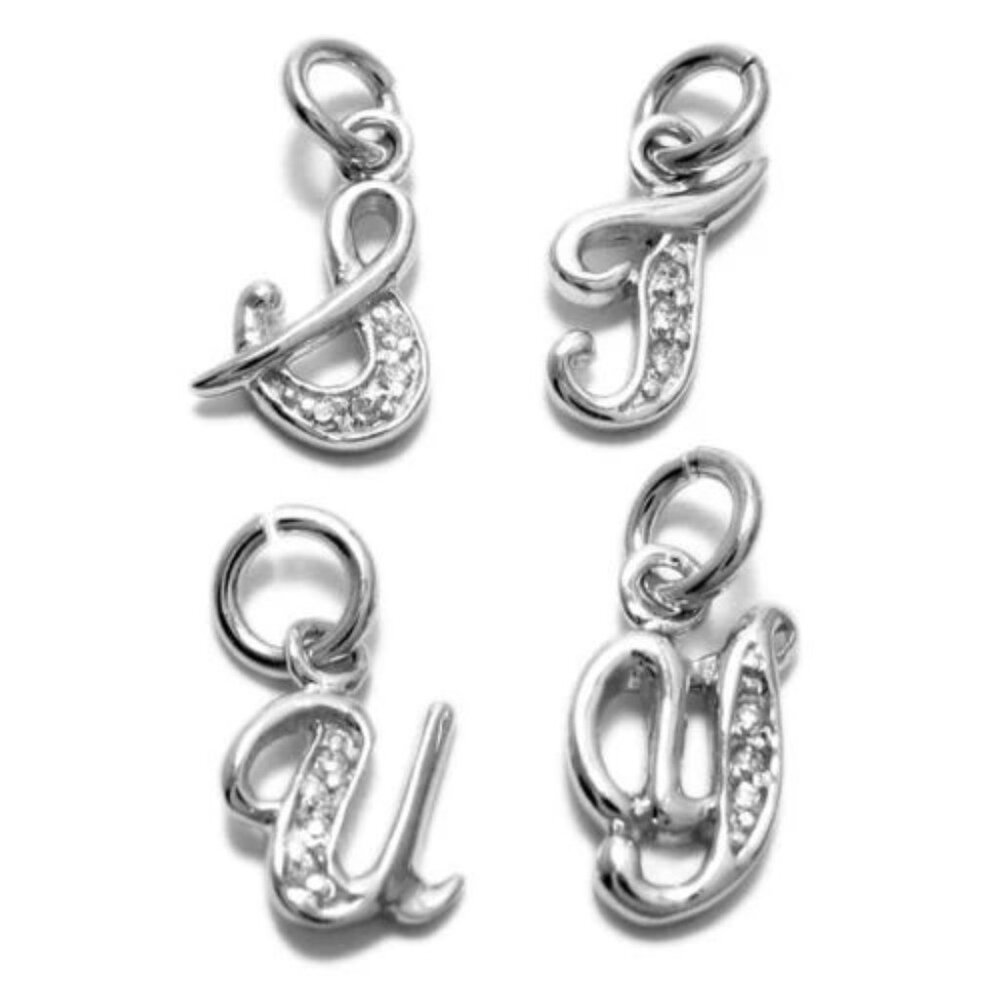 Sleek Sterling Silver Fancy Script Initial Charm … - image 4